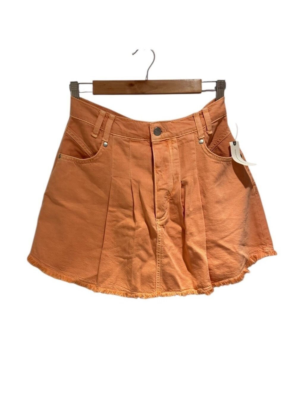 PILCRO ANTHROPOLOGIE orange denim skirt with raw hem - size 6